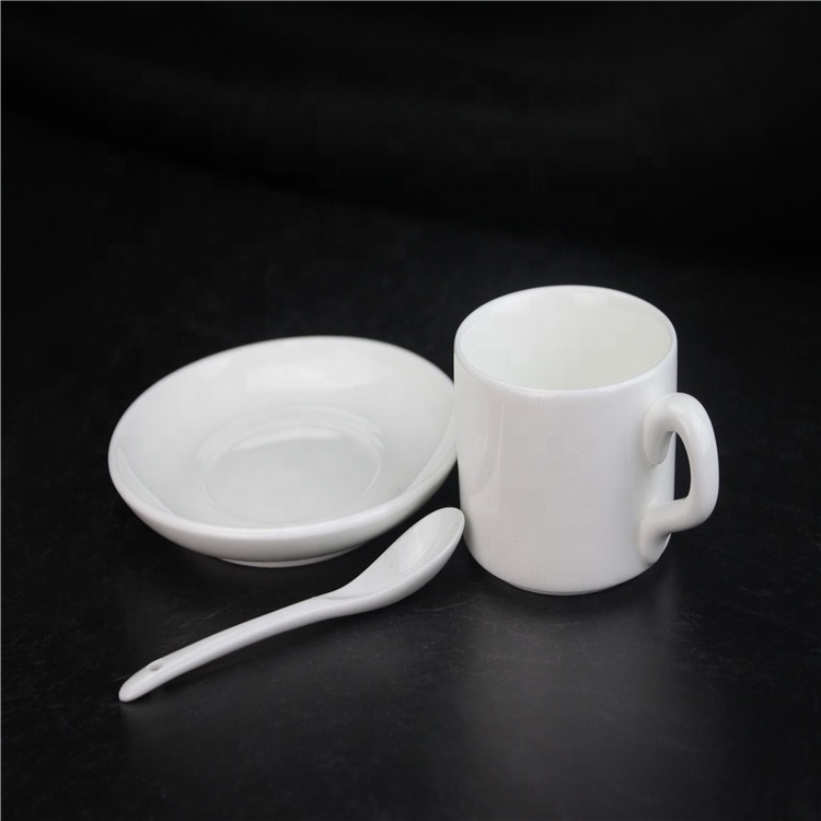 Prosub Sublimation Coffee Cups Blanks Custom Print Ceramic Sublimation Coffee Mug With Saucer Spoon Set