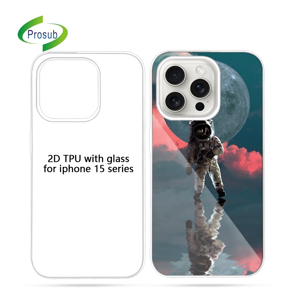 Prosub New 2D TPU PC Sublimation Cell Phone Case For IPhone 15 Pro Max Tempered Glass Blank Sublimation Phone Cases