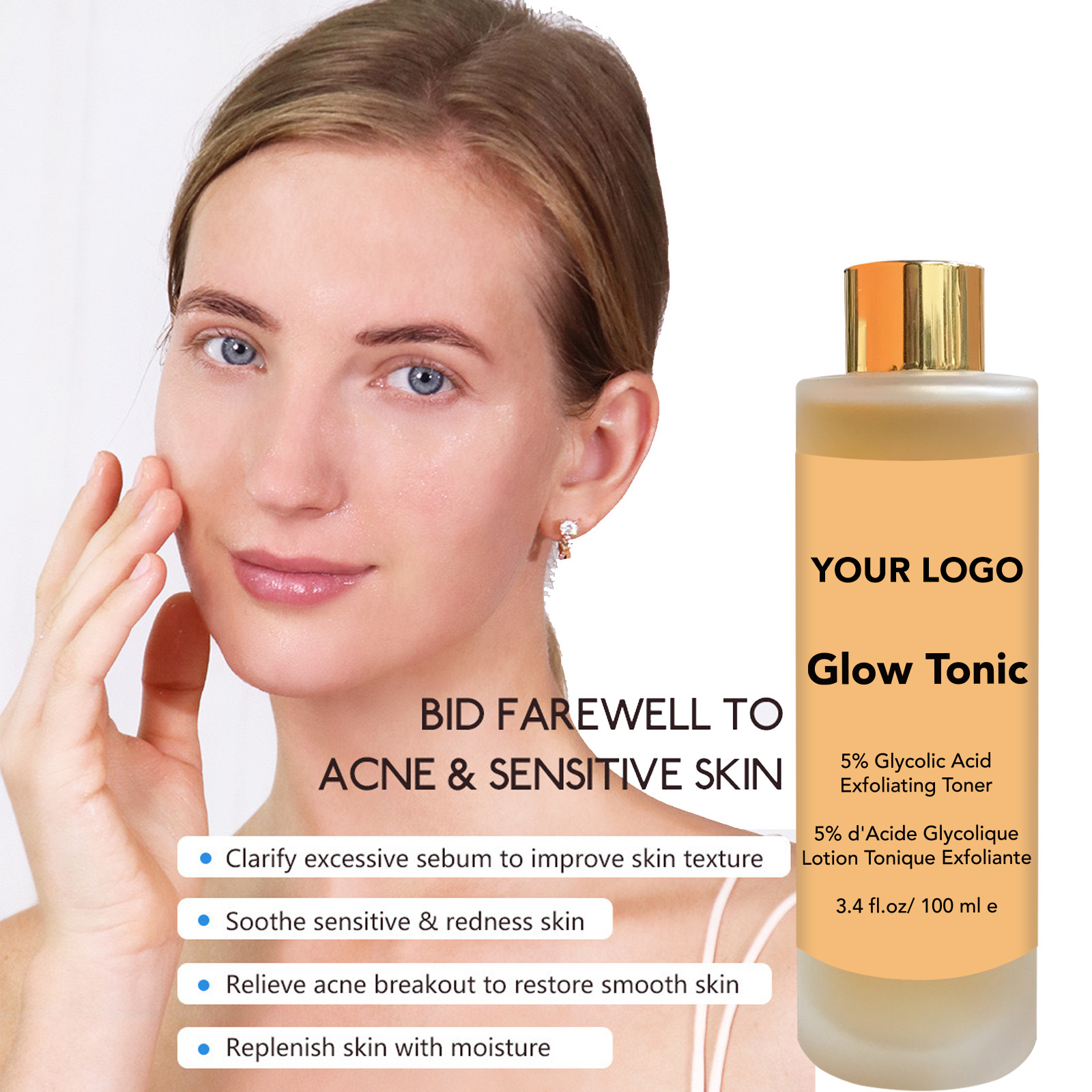 Wholesale  Private Label Nourishing Exfoliating Skin Toner Pump Facial Brightening Toner For Whitening Moisturizing