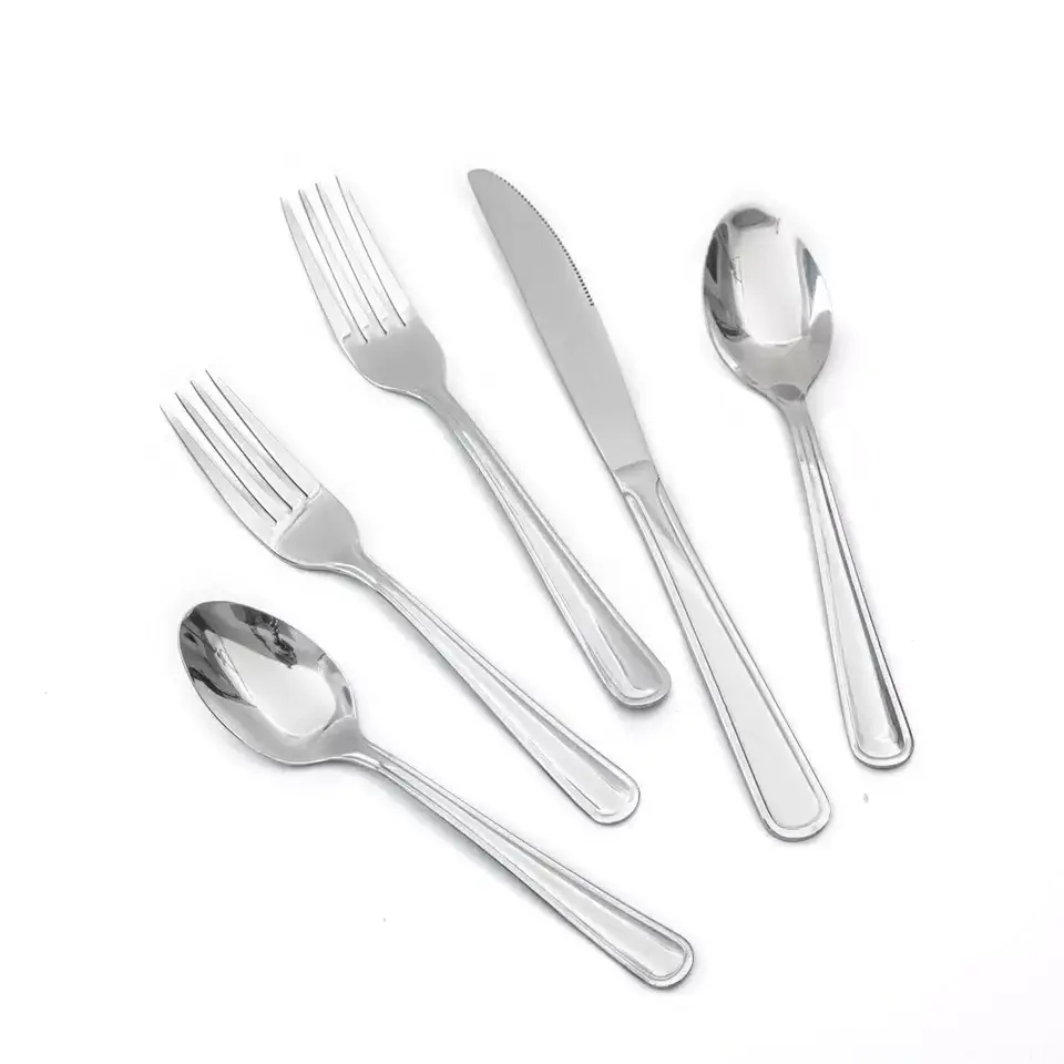 Wholesale Classical Stainless Steel Silver Metal Cutlery Set Inox Flatware Set