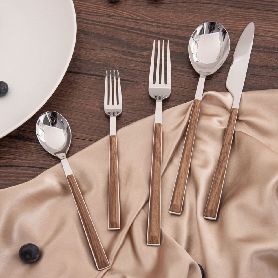 Modern Stainless Steel Spoon Fork Knife Restaurant Dinner Silverware Flatware Cutlery Set With ABS Plastic Handle