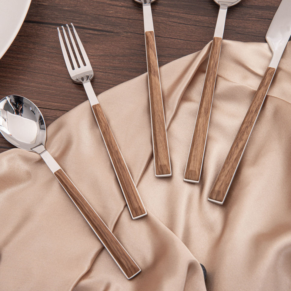 Modern Stainless Steel Spoon Fork Knife Restaurant Dinner Silverware Flatware Cutlery Set With ABS Plastic Handle