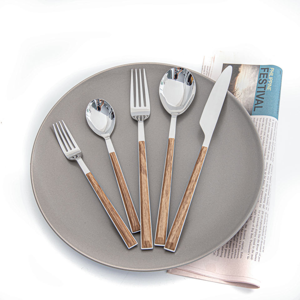 Modern Stainless Steel Spoon Fork Knife Restaurant Dinner Silverware Flatware Cutlery Set With ABS Plastic Handle