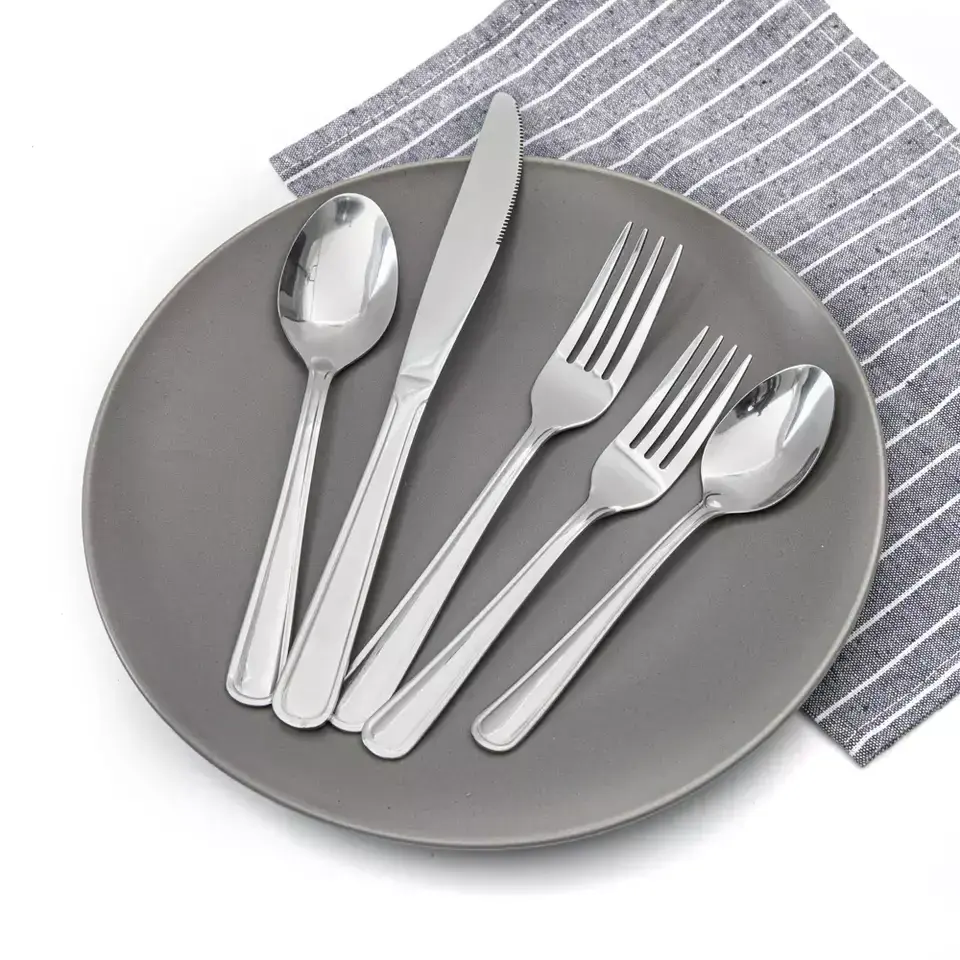 Wholesale Classical Stainless Steel Silver Metal Cutlery Set Inox Flatware Set