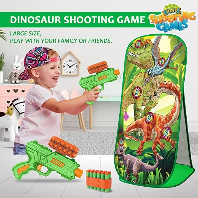 High Quality Dinosaur Shooting Target Kids Educational Toy With 2 Foam Dart Blasters 40 Foam Darts Competitive Shooting Toy