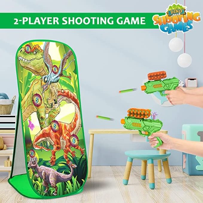 High Quality Dinosaur Shooting Target Kids Educational Toy With 2 Foam Dart Blasters 40 Foam Darts Competitive Shooting Toy