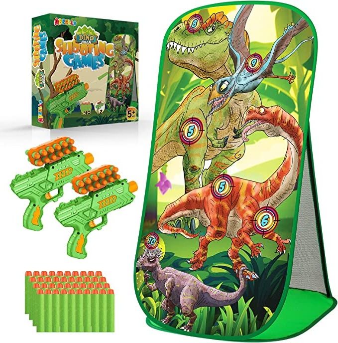 High Quality Dinosaur Shooting Target Kids Educational Toy With 2 Foam Dart Blasters 40 Foam Darts Competitive Shooting Toy