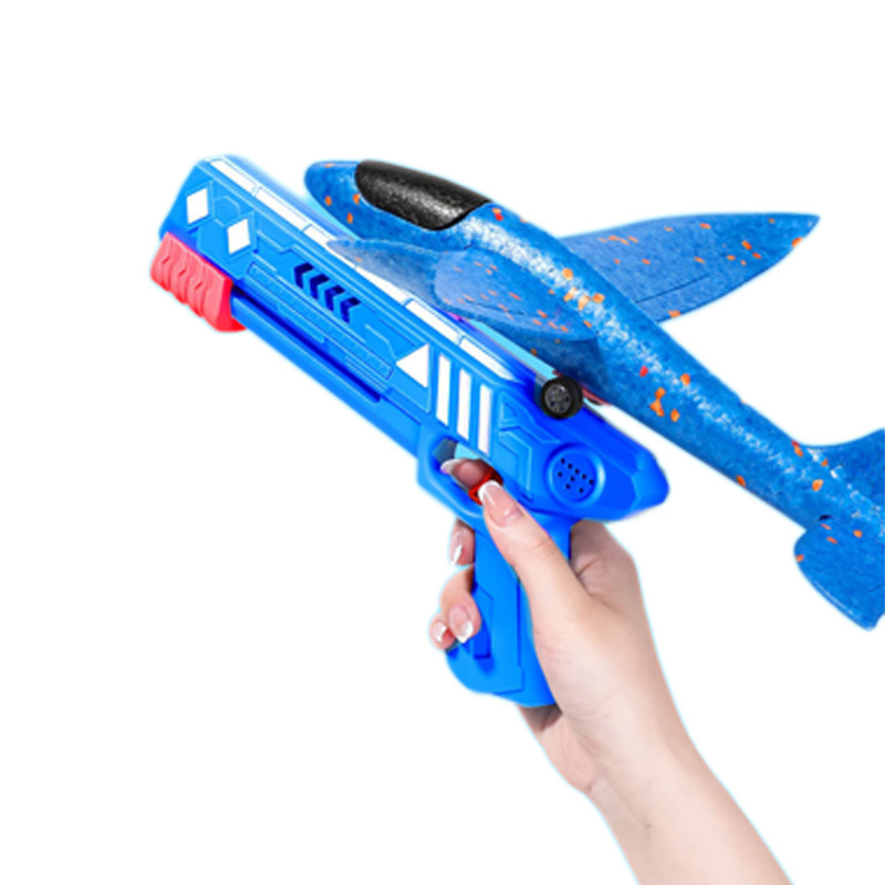 Hot Sell Glider Flight Flying Foam Airplane Shoot Gun Foam Glider One-Click Ejection Shooting Plane Toy Airplane Launcher