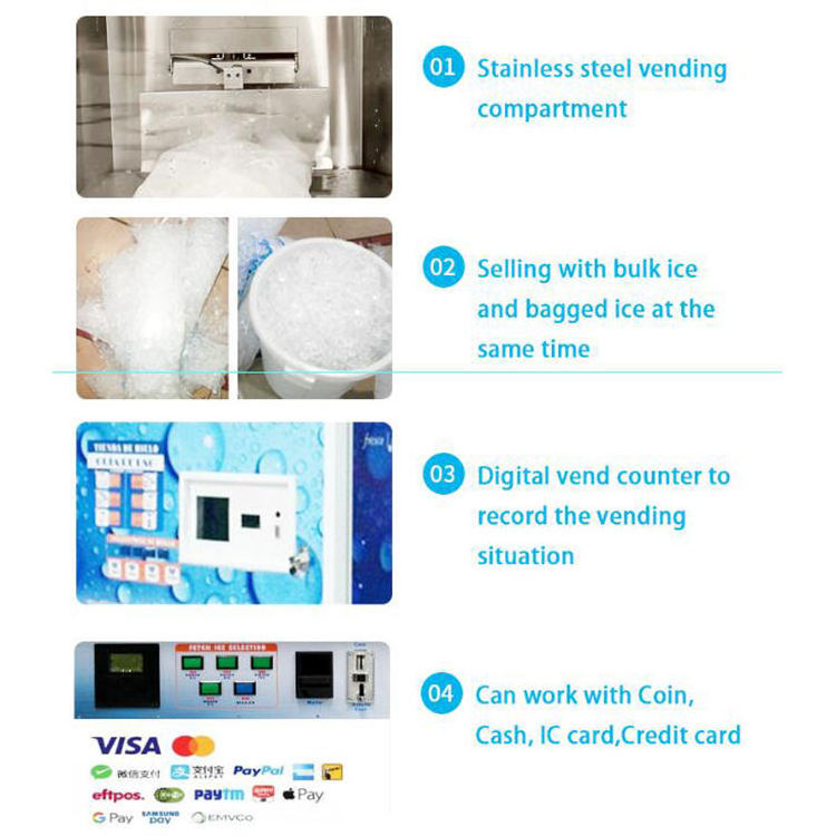 Ice Dispenser With Ice Maker Ice Vending Machine With Auto Bag And Auto Seal