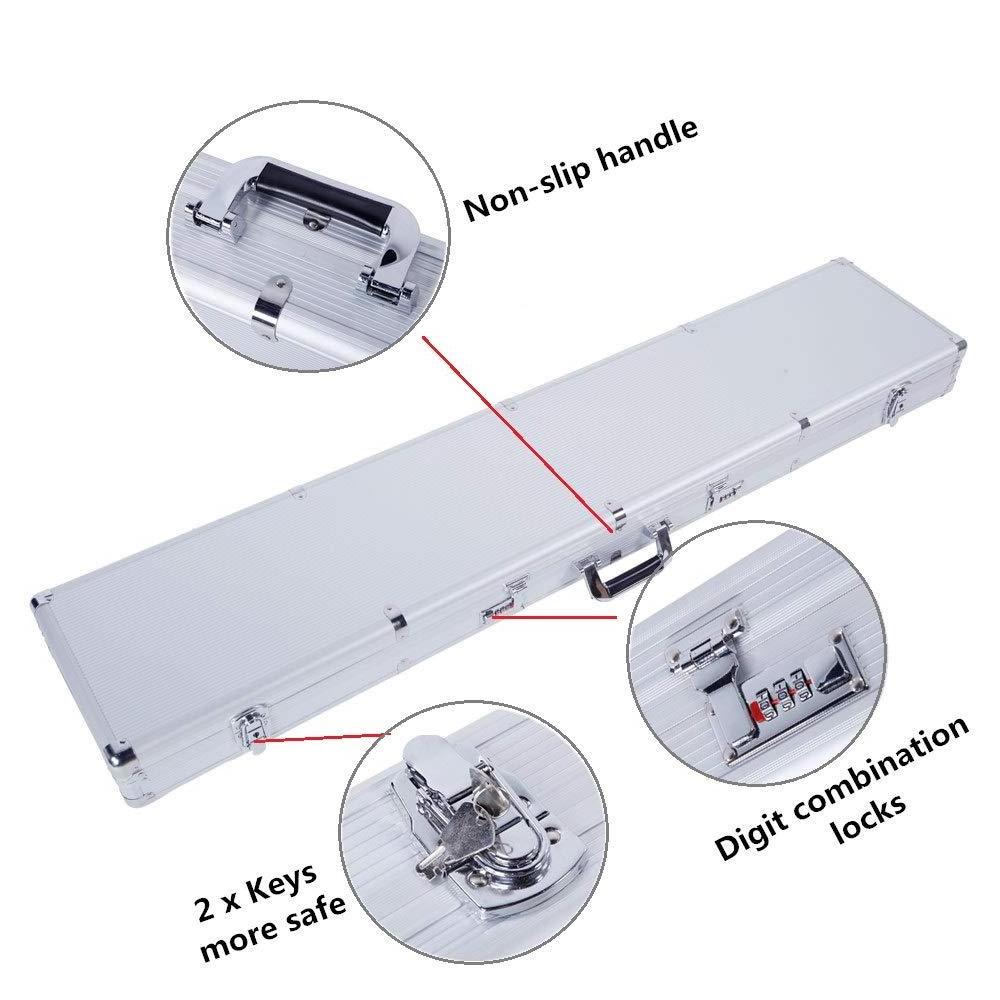 Aluminum Hard Case Foam Long Aluminum Gun Carry Case with Key &Password Lock Safe Portable Long Gun Case