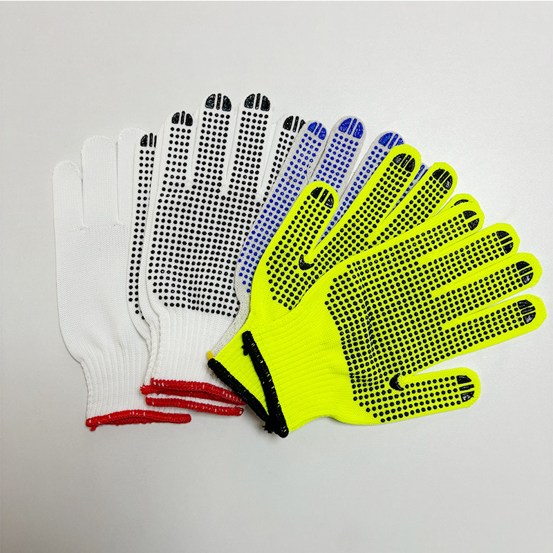 OEM Custom PVC Dotted Gloves Hi-Viz Labor Safety Cotton Knitted Gloves for Construction Work