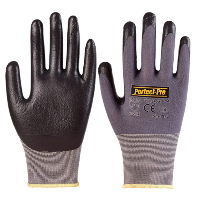 China factory wholesale red polyester nylon gloves with black latex coated safety gloves en388 work gloves men