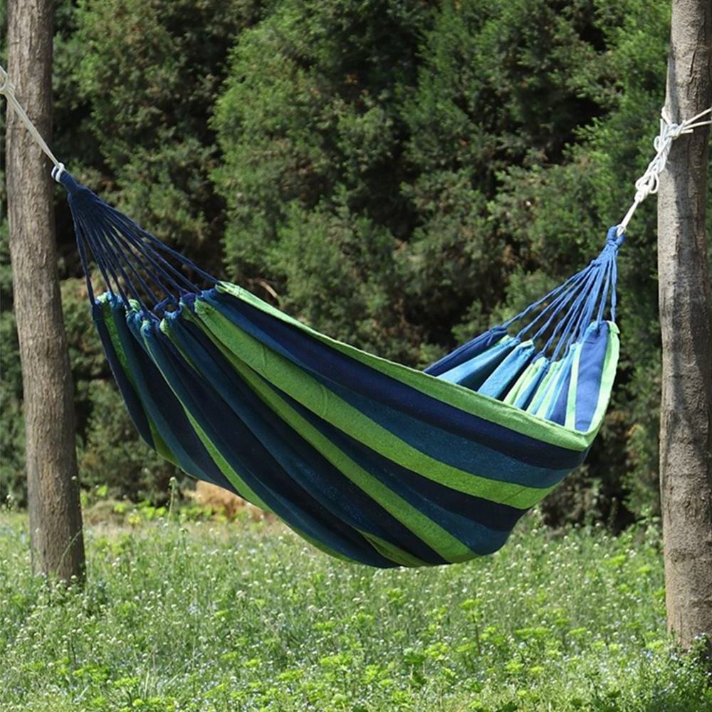 Custom Printed Cotton Canvas Rainbow Hammocks Outdoor Camping Swing Hammock