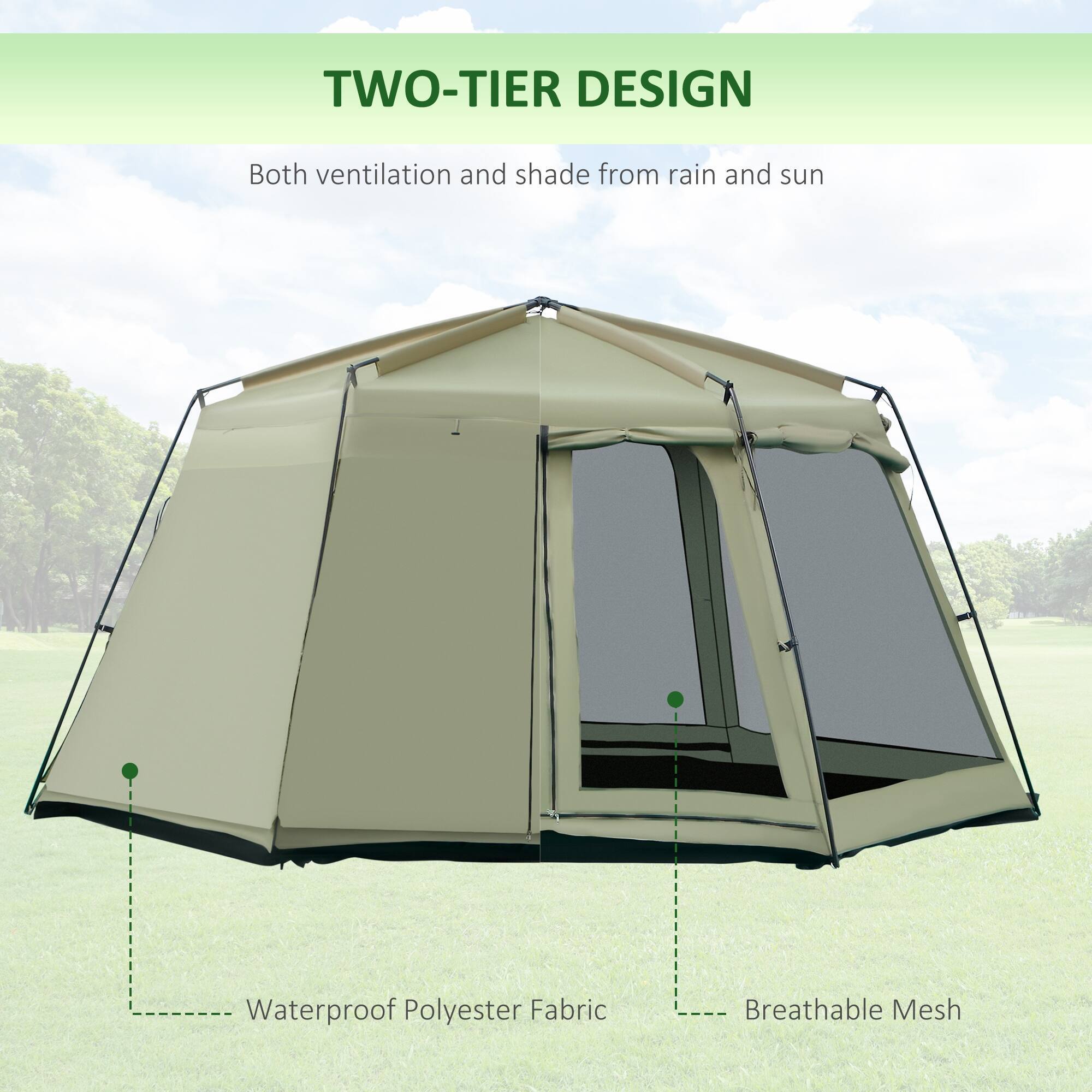 Wholesale 6-8 person single layer large outdoor base beach outdoor camping tents with accessories