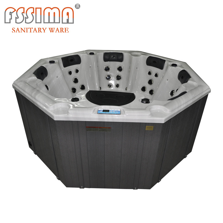 Outdoor free standing tub hydrotherapy pool Polygon shape outdoor spa tub for 6 person