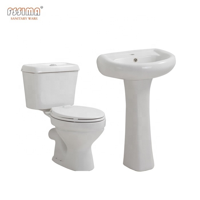 Africa Blue Color Toilet Bowl , Two Pieces Wc  Toilet with Basin ,