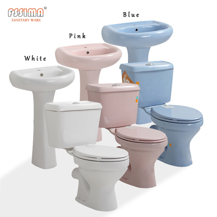 Sanitary ware bathroom wc set porcelain colour toilet with basin