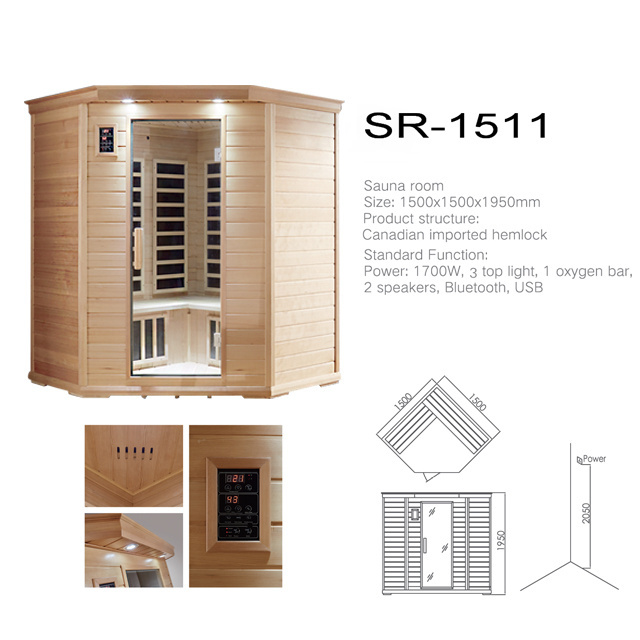 Fashionable sauna infrared two person wooden sauna room