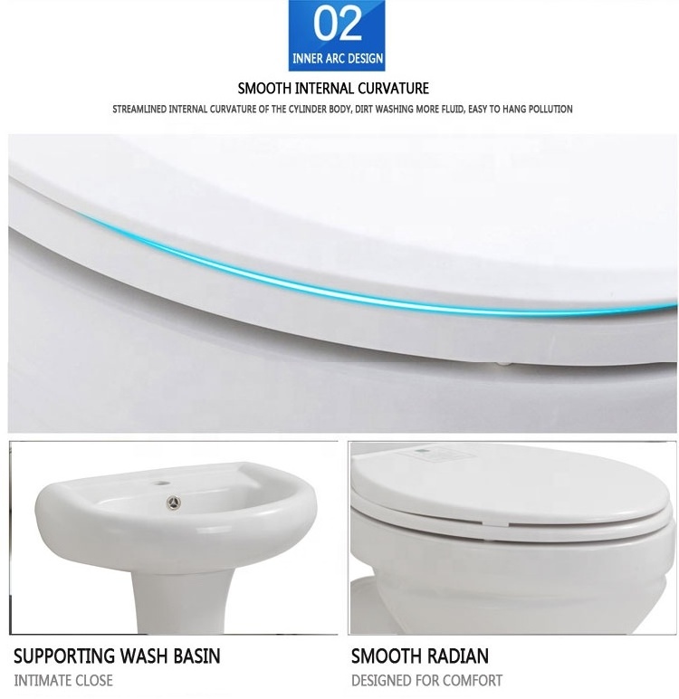 Africa Blue Color Toilet Bowl , Two Pieces Wc  Toilet with Basin ,