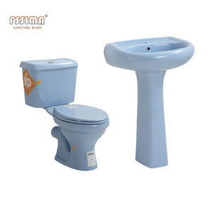 Twyford close couple toilet Nigeria style sky blue color wc toilet