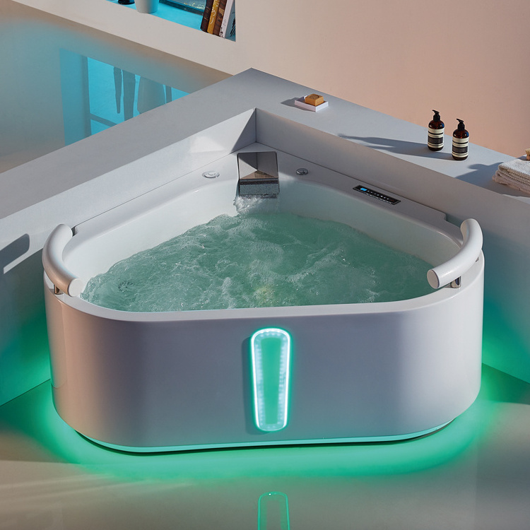 Modern design colorful lights heart shaped freestanding whirlpool bathtub spa hot tub for double cheap bathtub price