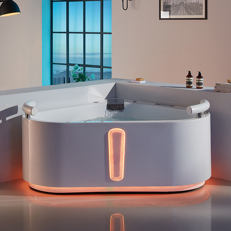 Modern design colorful lights heart shaped freestanding whirlpool bathtub spa hot tub for double cheap bathtub price