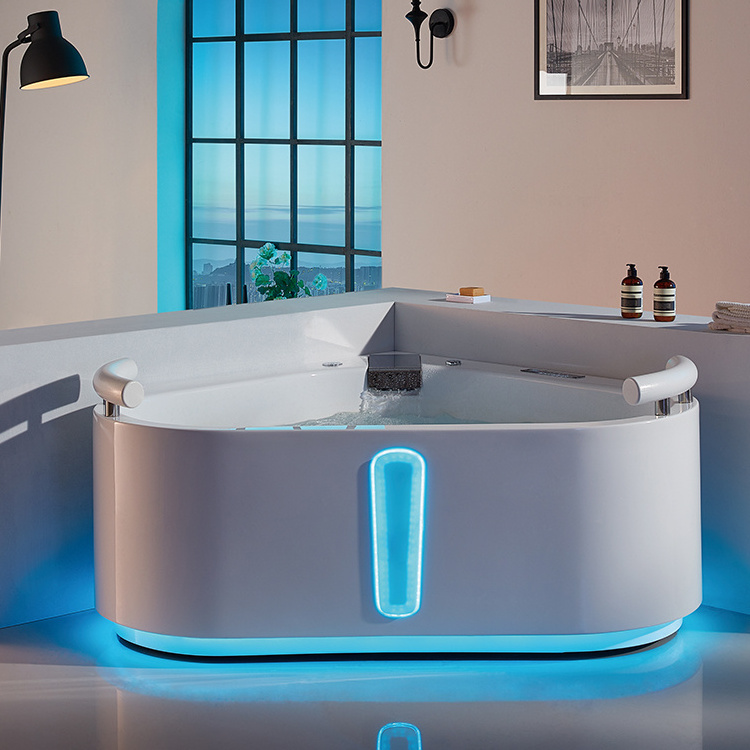 Modern design colorful lights heart shaped freestanding whirlpool bathtub spa hot tub for double cheap bathtub price