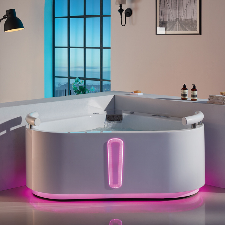 Modern design colorful lights heart shaped freestanding whirlpool bathtub spa hot tub for double cheap bathtub price