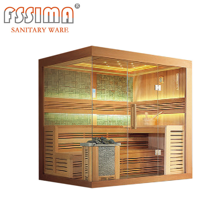 luxury customized big size indoor infrared square 6 person dry and wet sauna infrared for 6-8 person sauna bath shower room