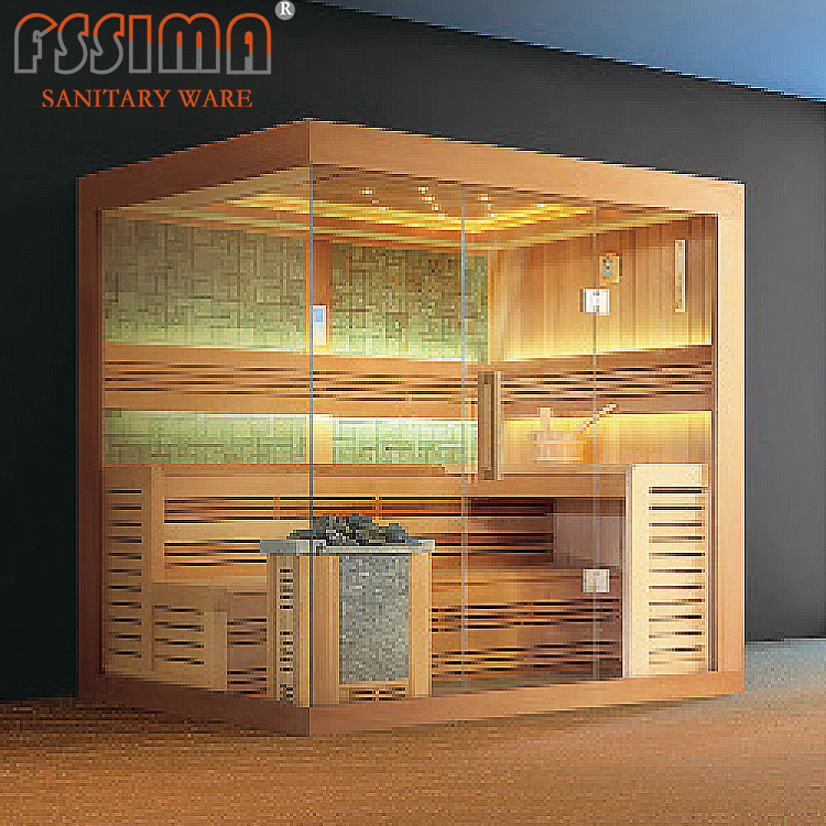 luxury customized big size indoor infrared square 6 person dry and wet sauna infrared for 6-8 person sauna bath shower room