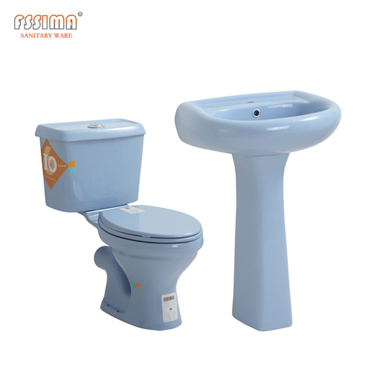 Sanitary ware bathroom wc set porcelain colour toilet with basin