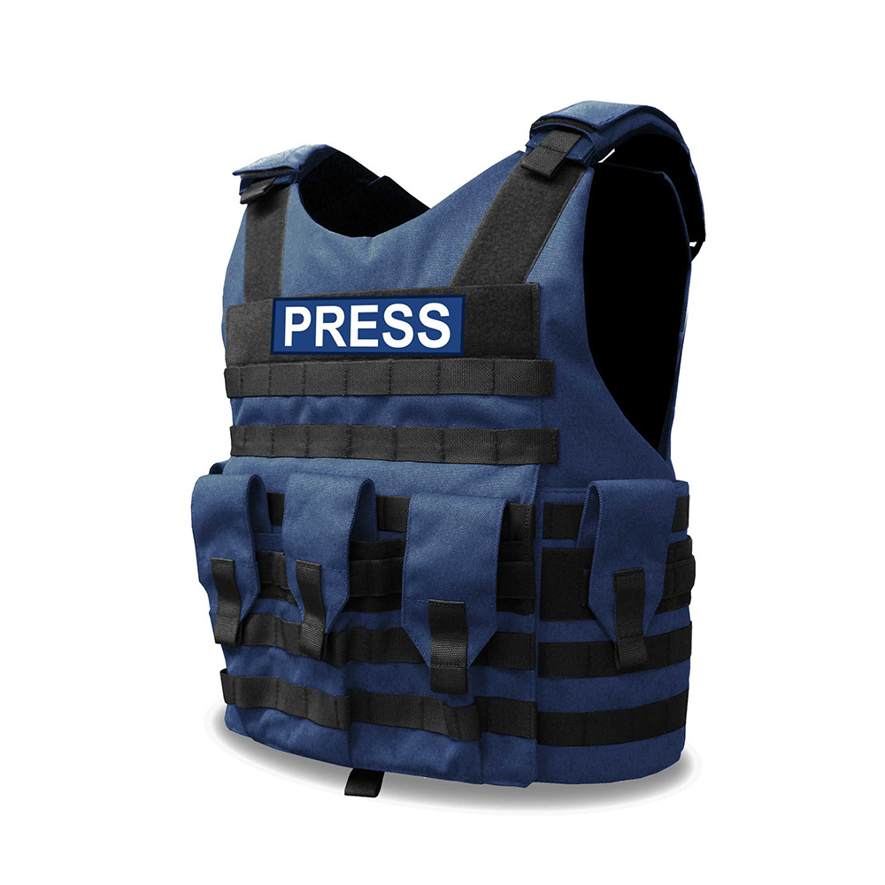 High Visibility Blue Press Safety Vest With Zipper Logo Customized Work Wear Black Safety Vest Reflective