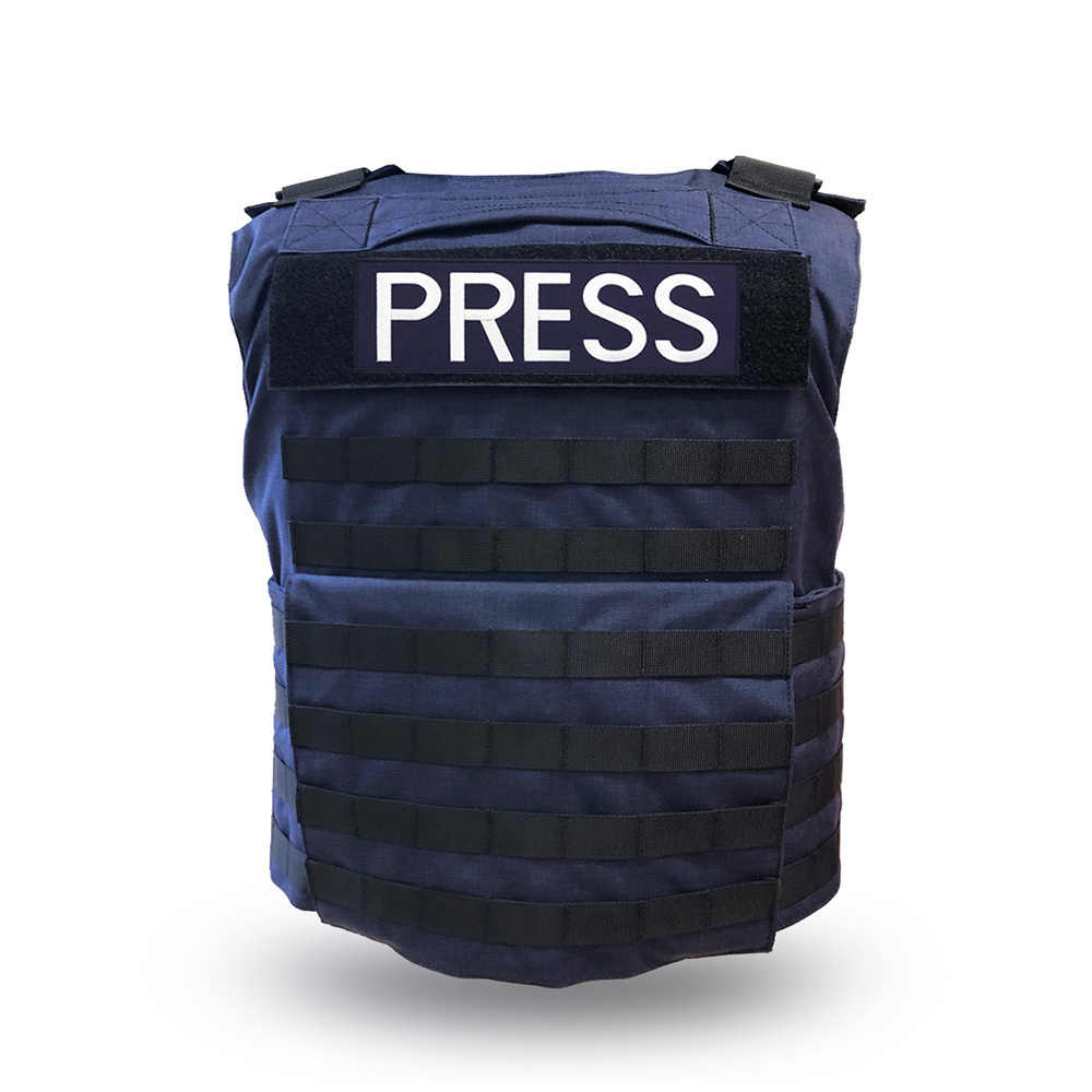 High Visibility Blue Press Safety Vest With Zipper Logo Customized Work Wear Black Safety Vest Reflective