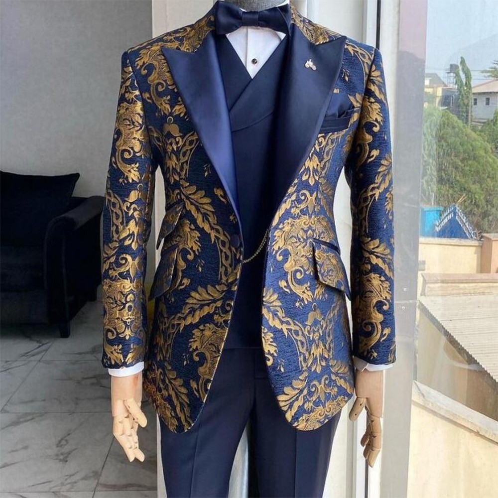 Custom Men's High Quality Embroidery Purple Suits 3 Pieces Plus Size Slim Fit Single Breasted Forms Wedding Dress Tuxedo For Men