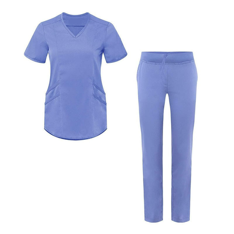 Doctor Scrub Sets Nursing Uniforms Hot Sell Stretchy Short Sleeve Tops Nurse Scrubs Pockets Medical Hospital Uniforms Womens