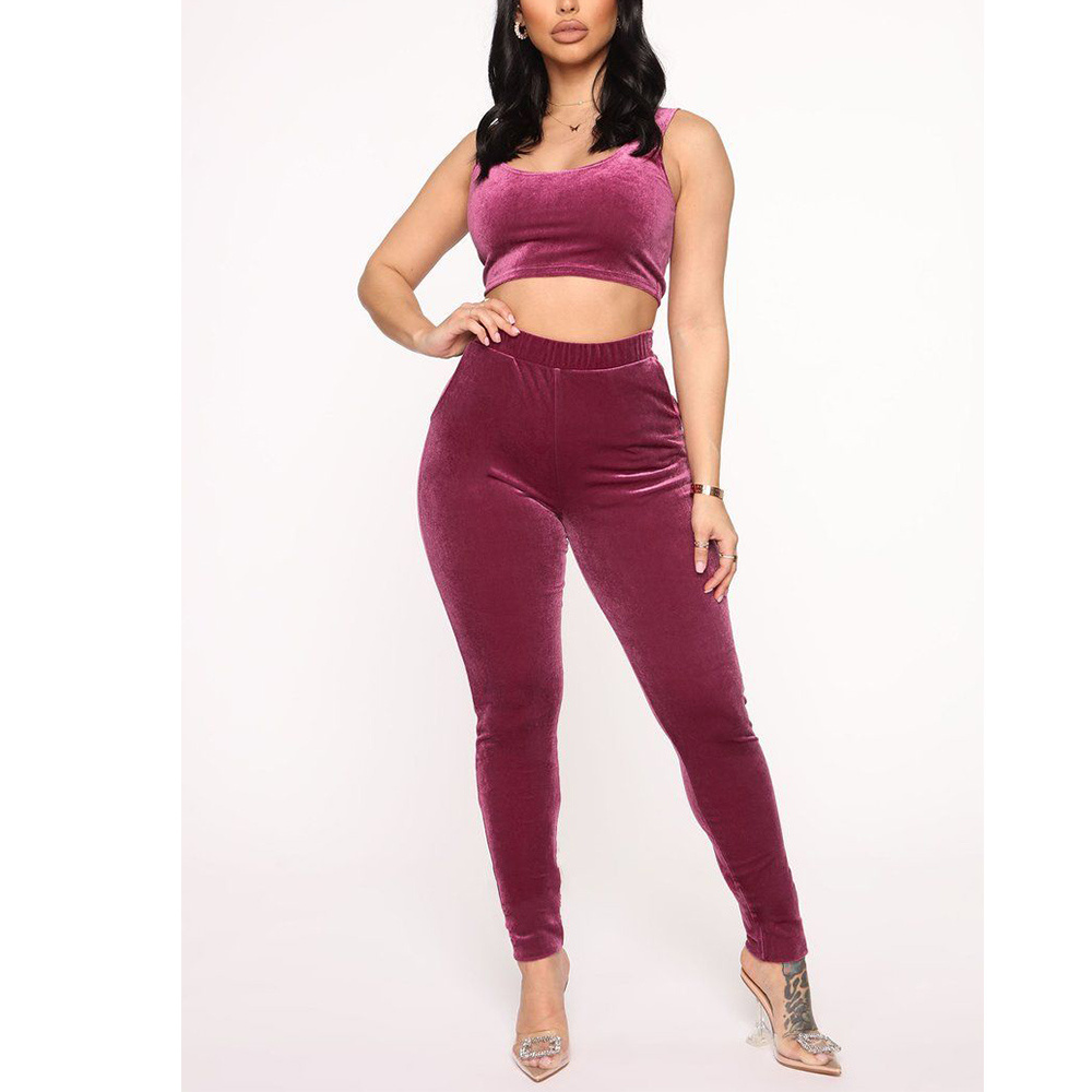 Free Logo Unisex Velvet Sweatsuit Sports Tracksuits Sweat suite 2 Piece Set jogger Velour Tracksuit Gym Workwear Cropped Top Bra