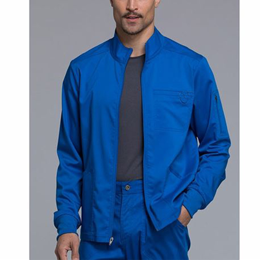 Best Quality Popular Design Men's Stretch Scrub Jackets Workwear Nurse Hospital Uniform Men Warm Up Scrubs Jacket Zip Front