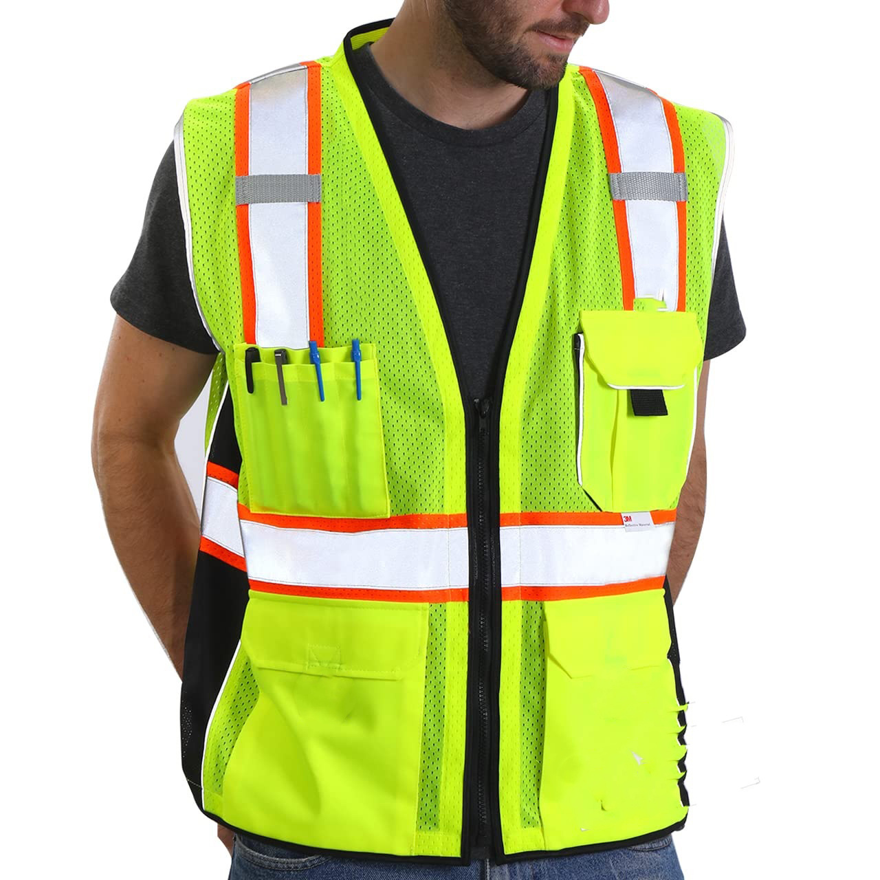 Wholesale 100% polyester mesh hi vis safety reflective construction vest ANSI Class 2 security work-wear clothing