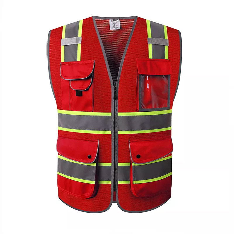 Customize Logo sleeveless security hi viz yellow black breathable vests with pockets engineer reflective safety vest