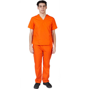 High Quality Men's Scrub Hospital Uniforms V-neck Short Sleeve Surgical Medical Scrub Soft Fabric Nurse Doctor Uniforms