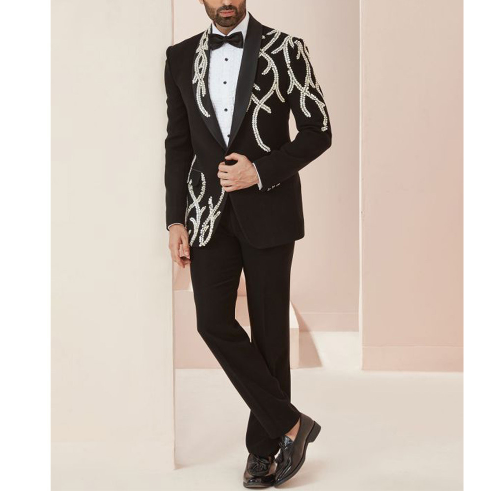 Custom Men's High Quality Embroidery Purple Suits 3 Pieces Plus Size Slim Fit Single Breasted Forms Wedding Dress Tuxedo For Men