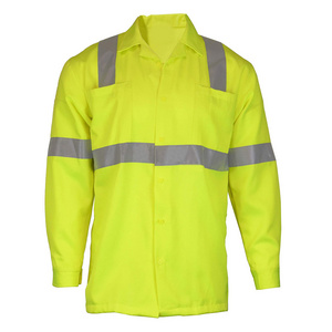 Construction Reflective Clothing 100% Cotton Fabric Custom Hi Vis Long Sleeve Safety Shirt Cargo Workwear Work Shirts For Mens