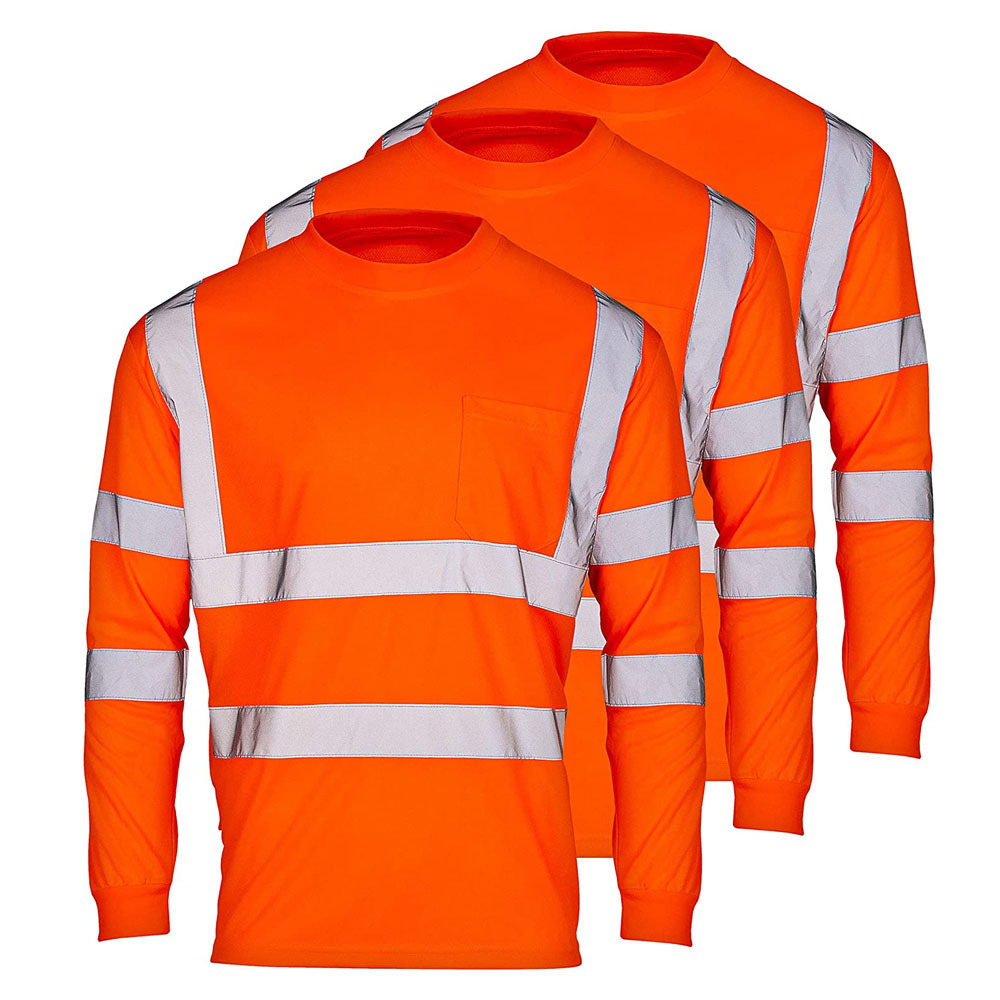 Construction Reflective Clothing 100% Cotton Fabric Custom Hi Vis Long Sleeve Safety Shirt Cargo Workwear Work Shirts For Mens