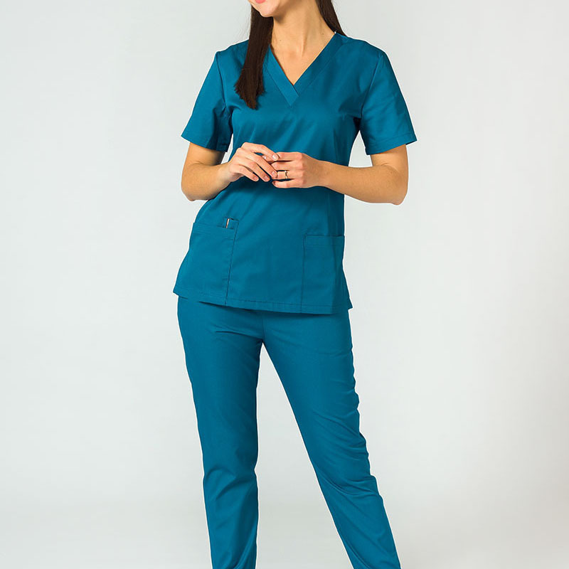 Doctor Scrub Sets Nursing Uniforms Hot Sell Stretchy Short Sleeve Tops Nurse Scrubs Pockets Medical Hospital Uniforms Womens