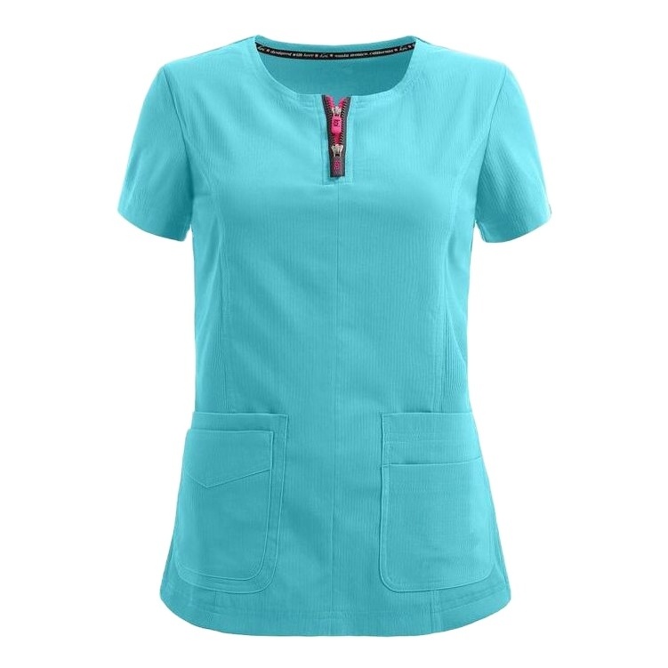 Top Quality Round Neck Mock Wrap Stretch Uniform Nursing Women Scrubs Hospital Medical Scrubs Design Your Own Scrubs Pants Sets