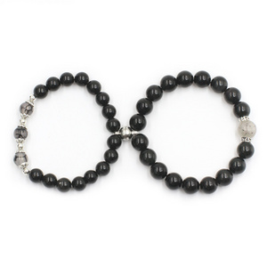 Hematite Black hair crystal Magnetic Couple Gem Stone Energy Distance Customize Bracelet ST021