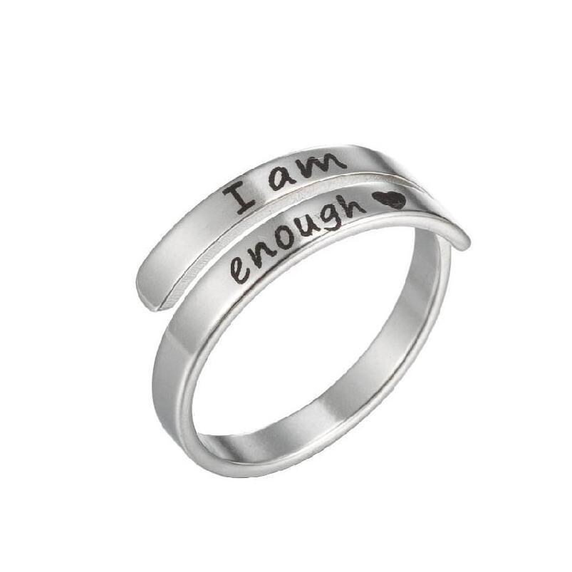 Stainless Steel I am enough Faith Ring For Men Women Couple Jewelry R009