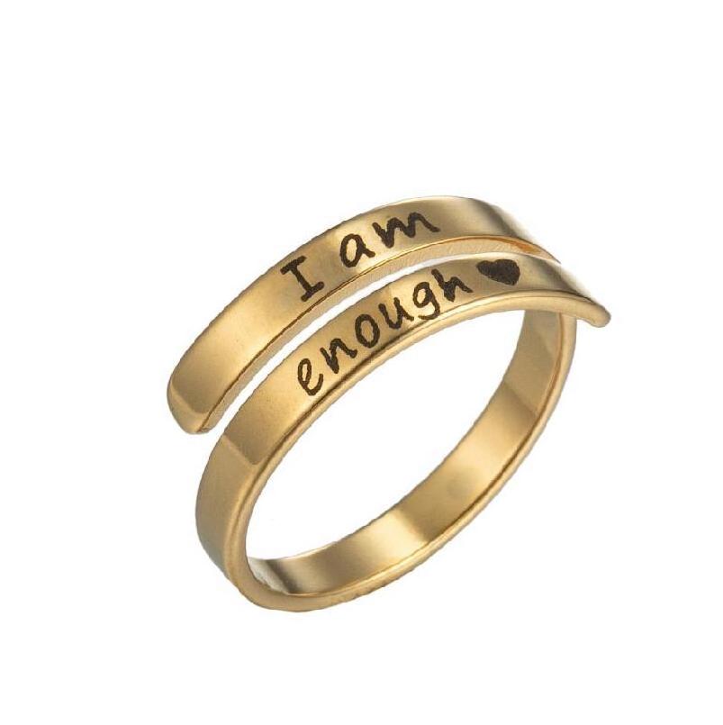 Stainless Steel I am enough Faith Ring For Men Women Couple Jewelry R009