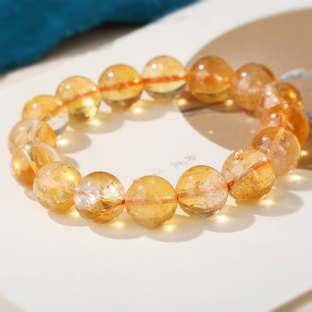 Natural Stone Jewelry Charm Citrine Beaded Bracelet ST330