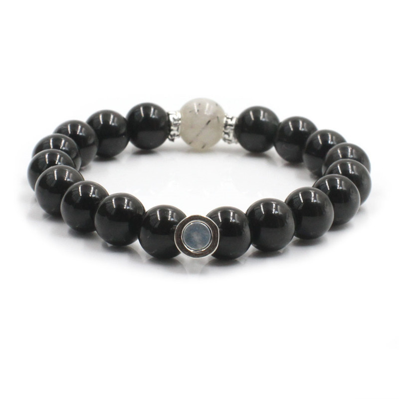 Hematite Black hair crystal Magnetic Couple Gem Stone Energy Distance Customize Bracelet ST021